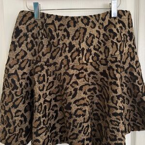 Free People Tan Cream Leopard Mini Skater Skirt